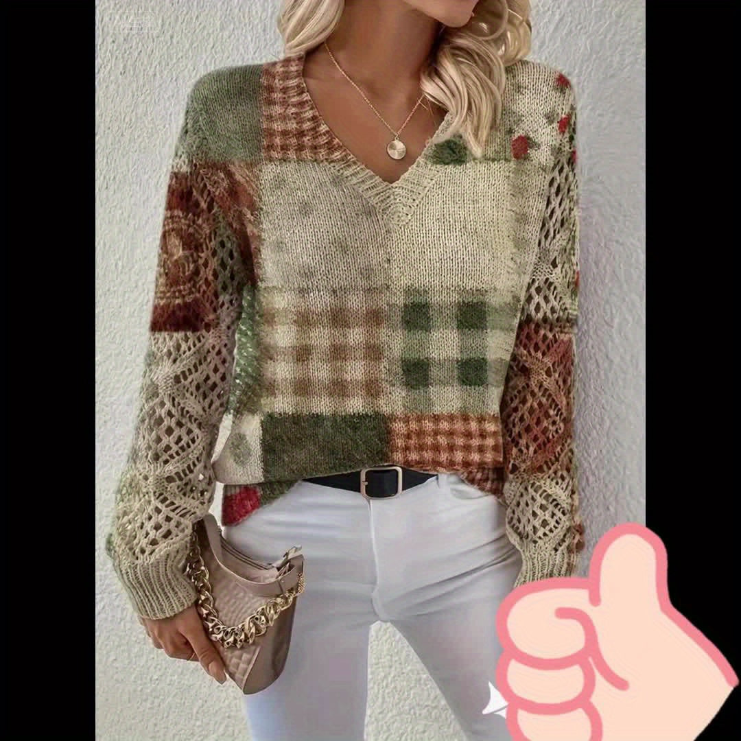 Style Bloom Bohemian Floral V Neck Long Sleeve Top Women