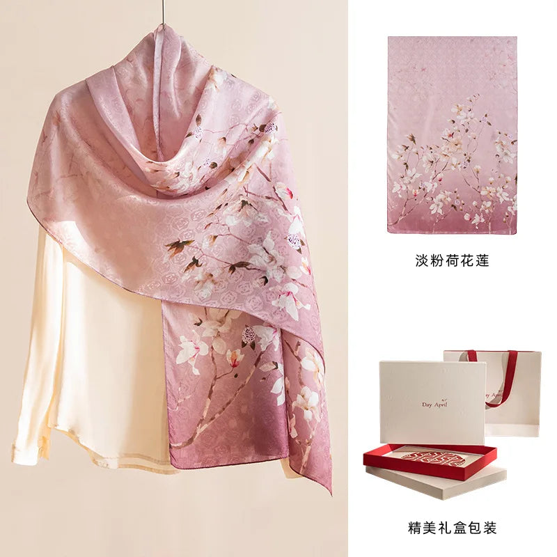 DayAprilCN Mulberry Silk Scarf Shawl For Women Elegant