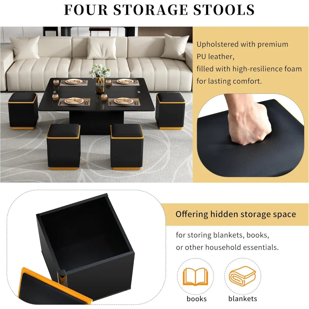 MKDK Lift Top Coffee Table Foldable Top Storage Ottomans