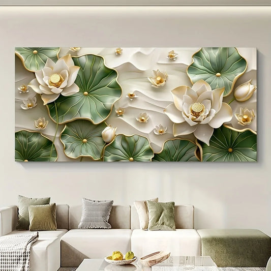 Modern Abstract Lotus Leaf Canvas Art