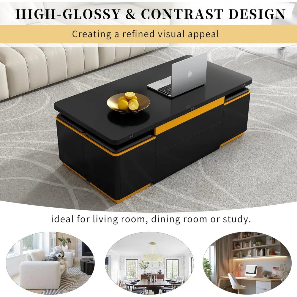 MKDK Lift Top Coffee Table Foldable Top Storage Ottomans