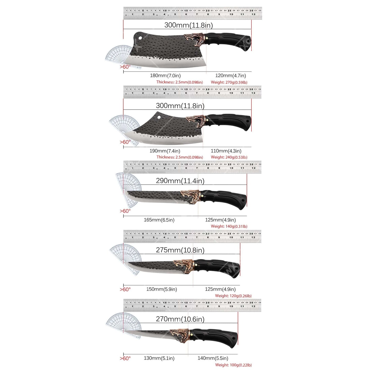 Stainless Steel Forged Chef Knife Set Kitchen For Cooking