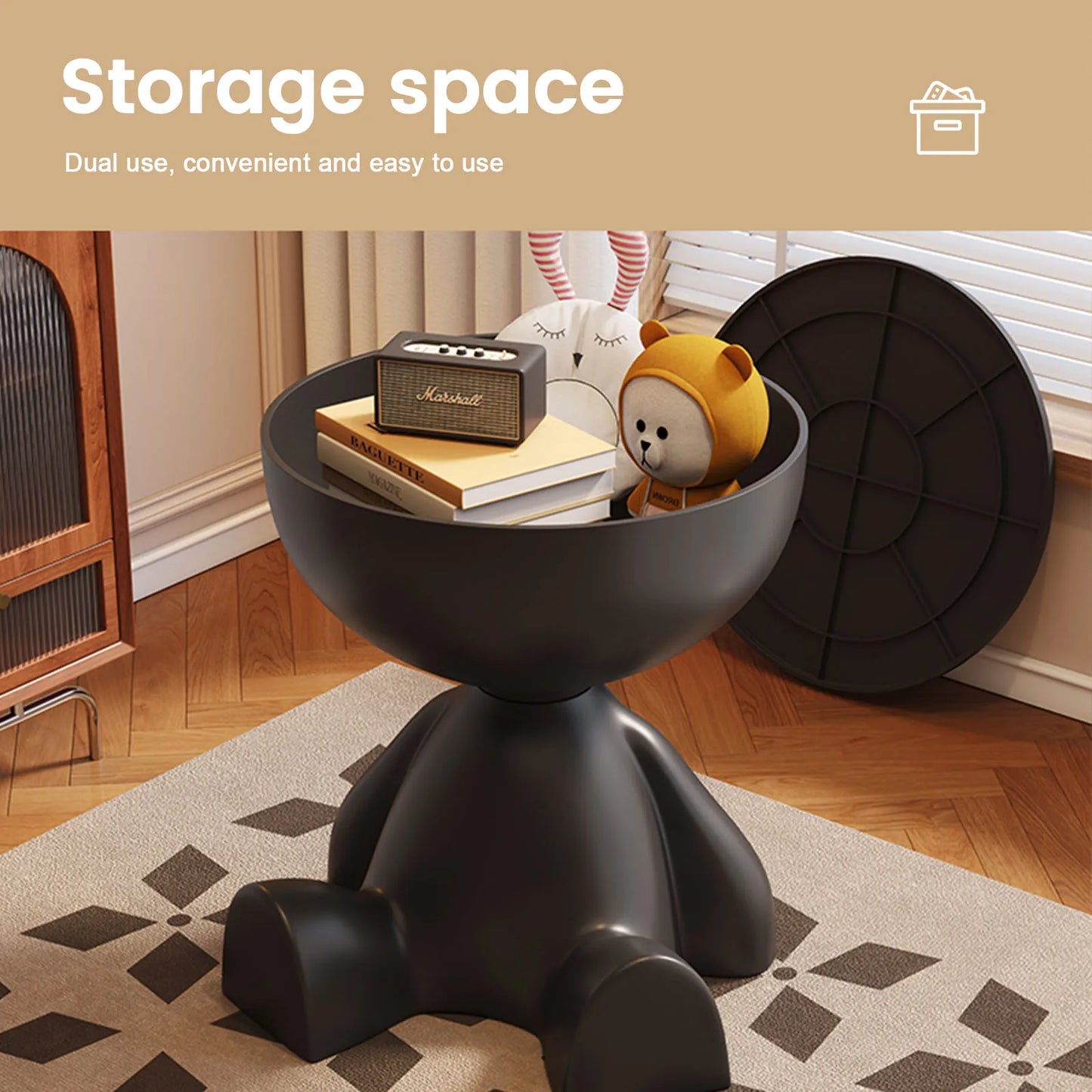 Wedyvko Coffee Table Modern Round Matte Finish Storage