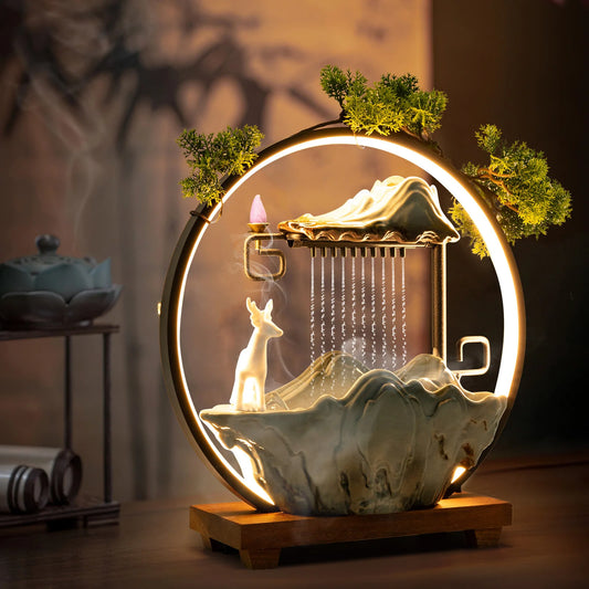 Bymaocar Indoor LED Waterfall Fountain With Mist Maker