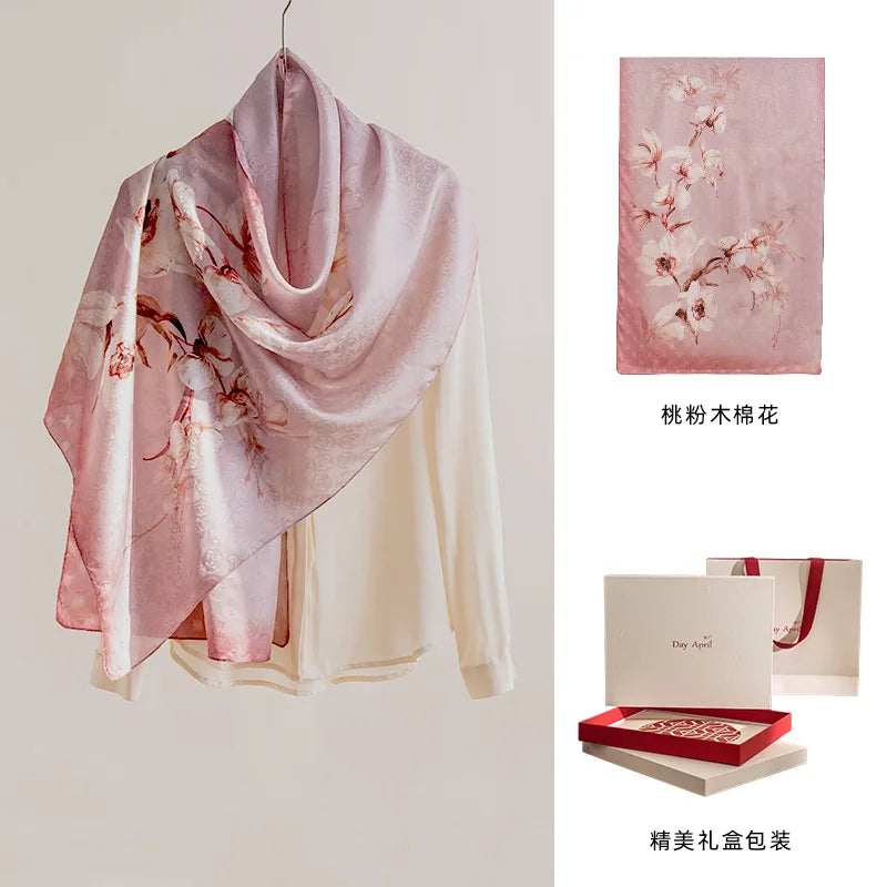 DayAprilCN Mulberry Silk Scarf Shawl For Women Elegant