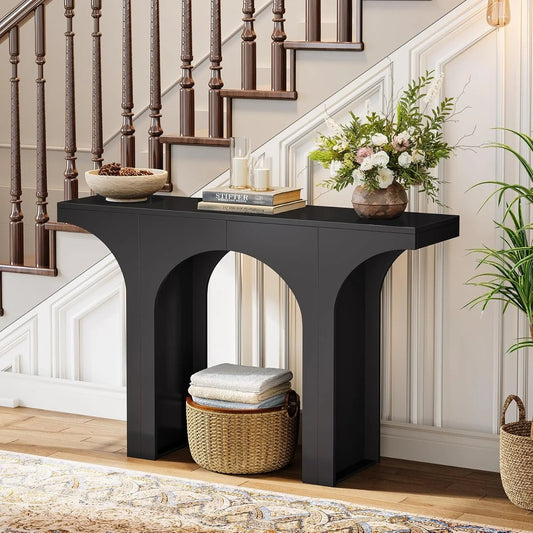 Little Tree Modern Black Console Table with Arched Design