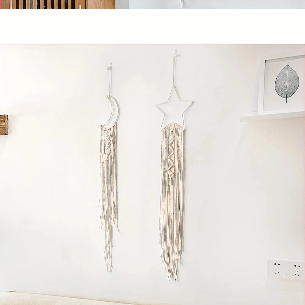 Dromenvanger Star And Moon Woven Pendant Set Home Decor