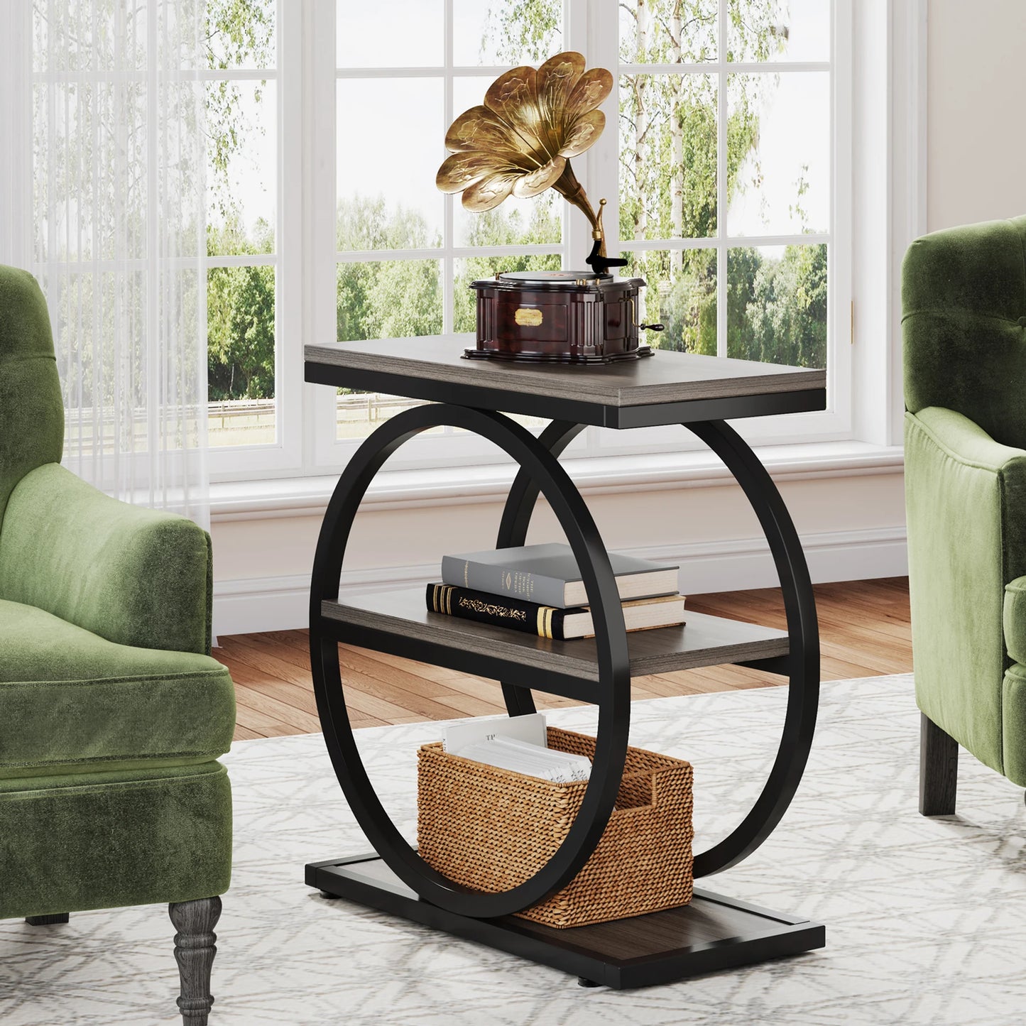 Tribesigns End Table With Three Shelves Compact Side Table