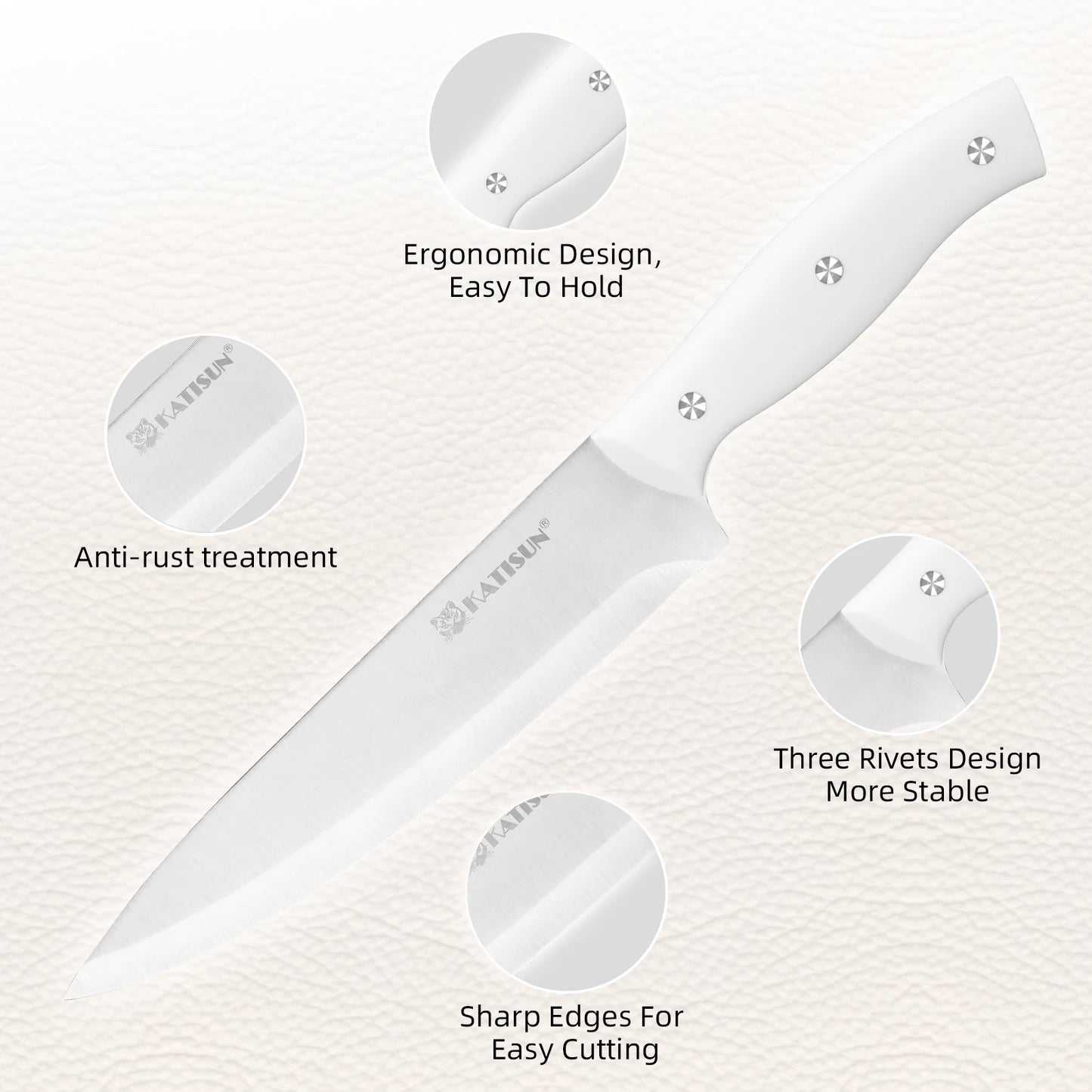 KATISUN 15 Piece Knife Block Set BuiltIn Sharpener Plus