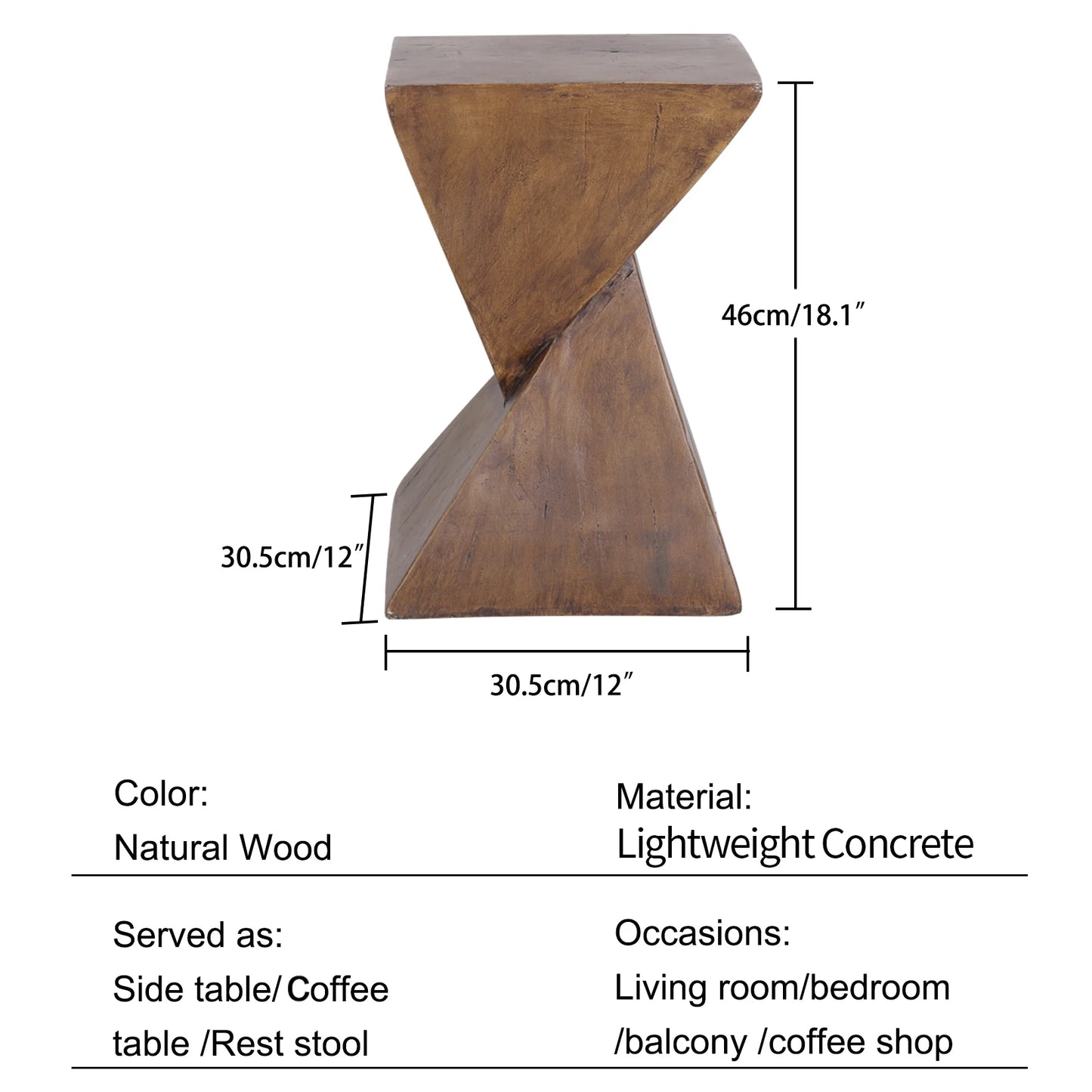 Wisfor Lightweight Concrete Accent Table Modern Geometry