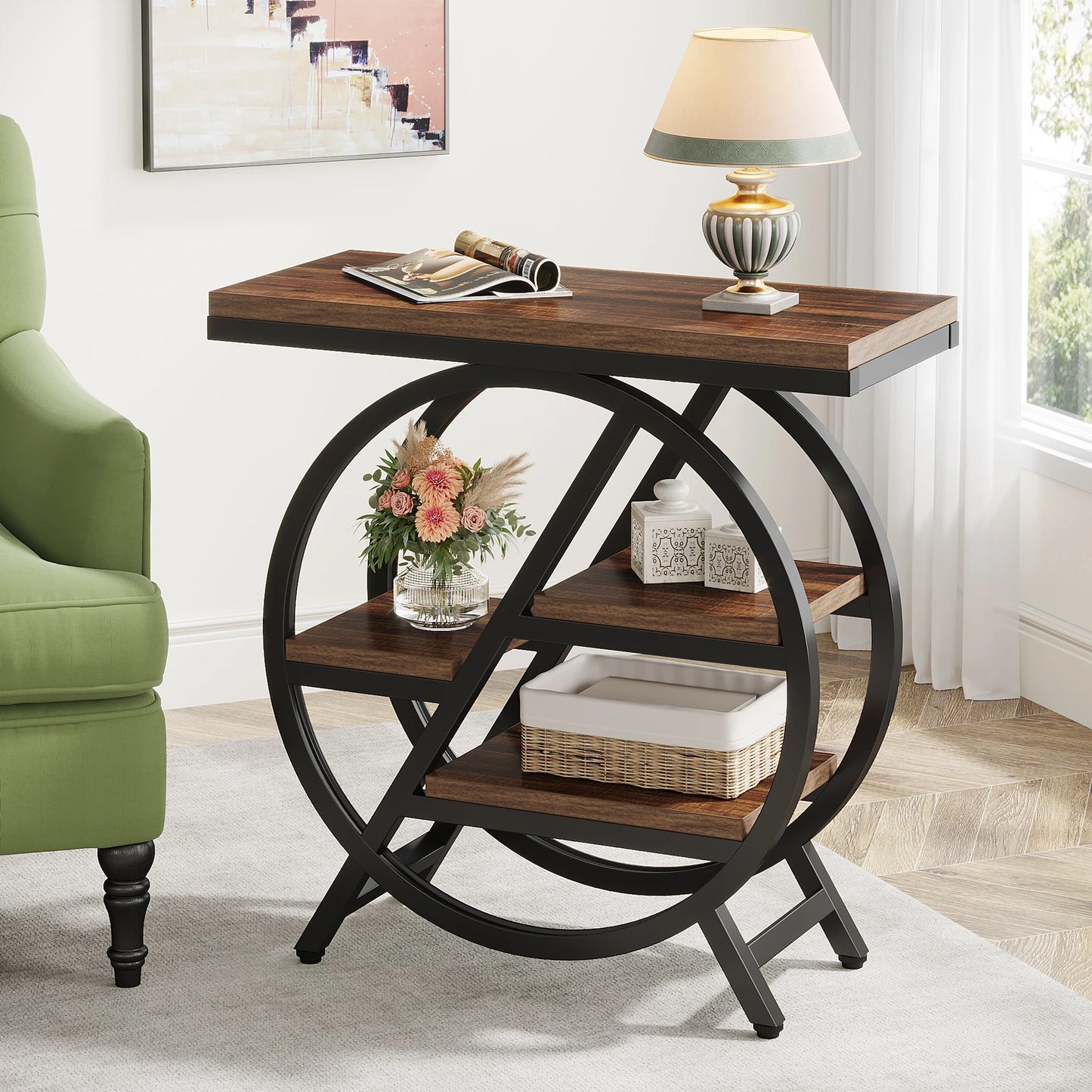 Tribesigns End Table With Three Shelves Compact Side Table