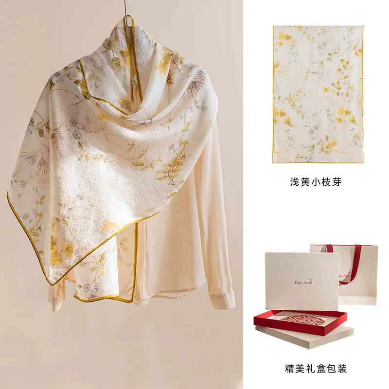 DayAprilCN Mulberry Silk Scarf Shawl For Women Elegant