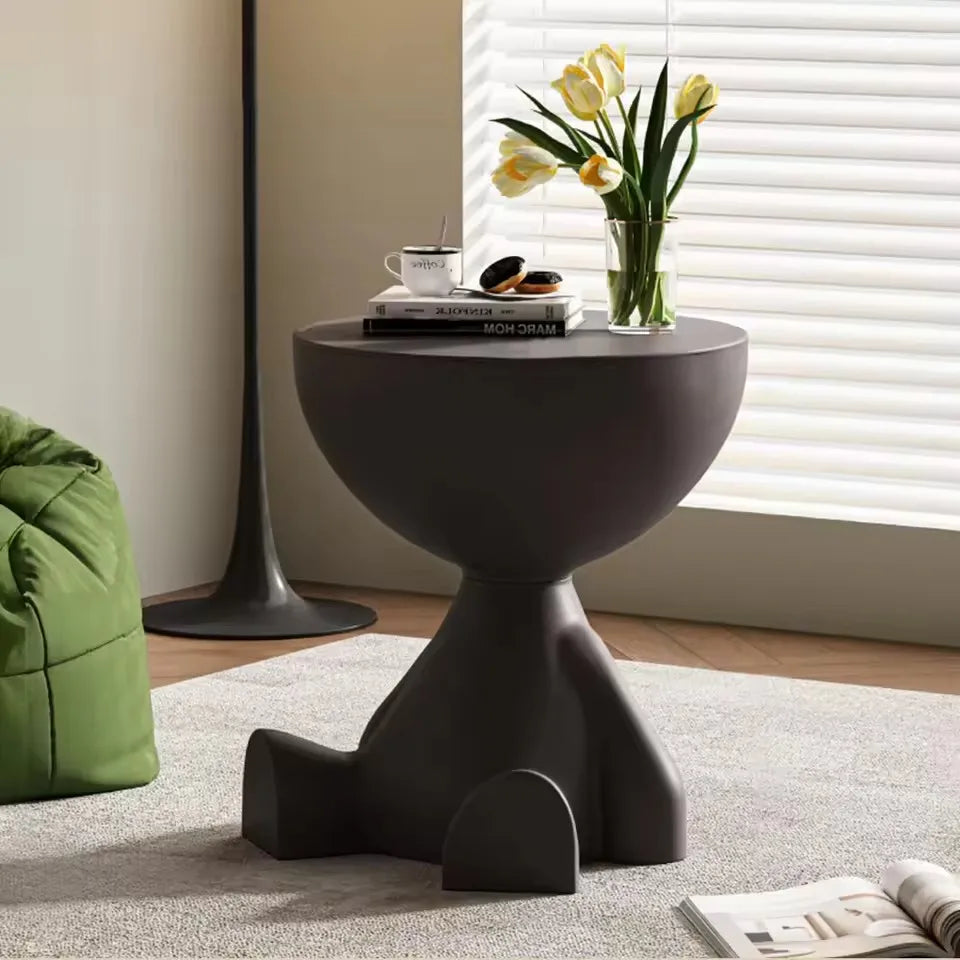 Wedyvko Coffee Table Modern Round Matte Finish Storage