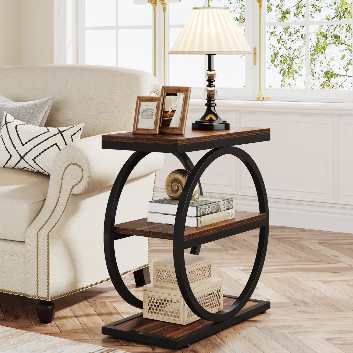 Tribesigns End Table With Three Shelves Compact Side Table