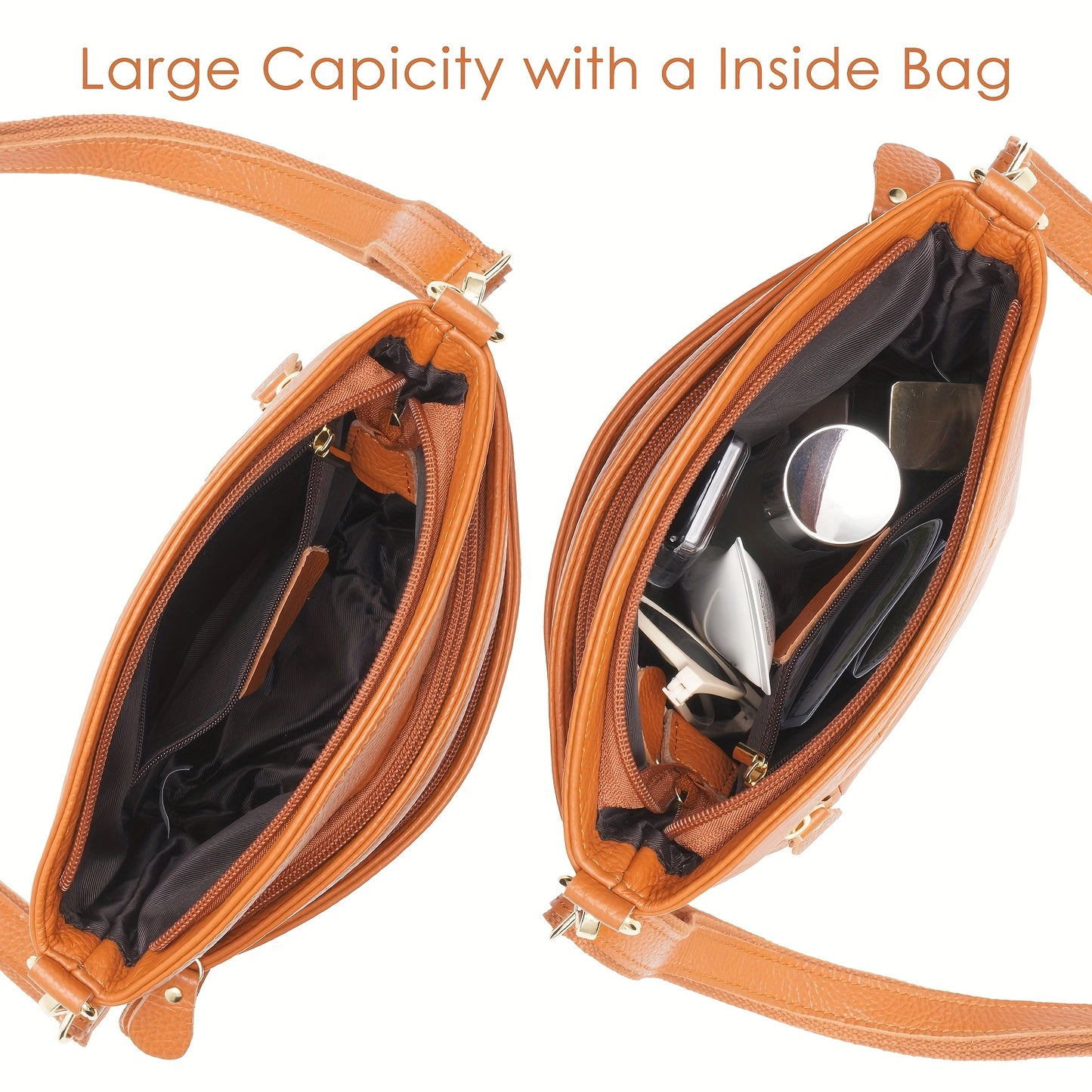 Premium Genuine Leather Crossbody Bag With Ample Storage