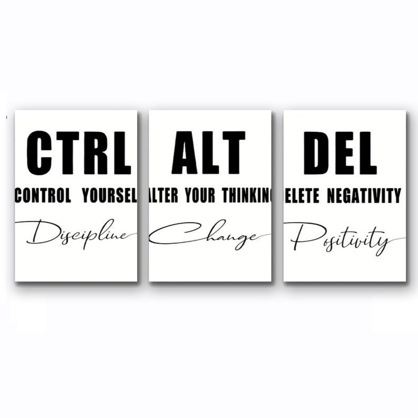 Wrapped Wood Frame Abstract Wall Art Trio Positive Quotes