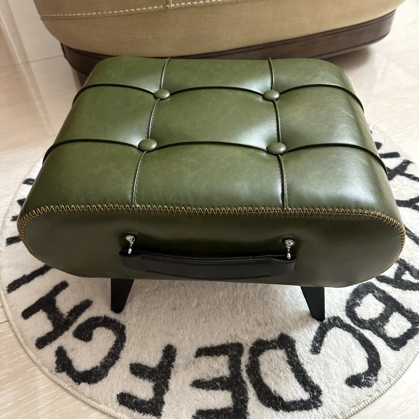 Stylish Leather Stool Oil Wax Finish Low Footstool Pro