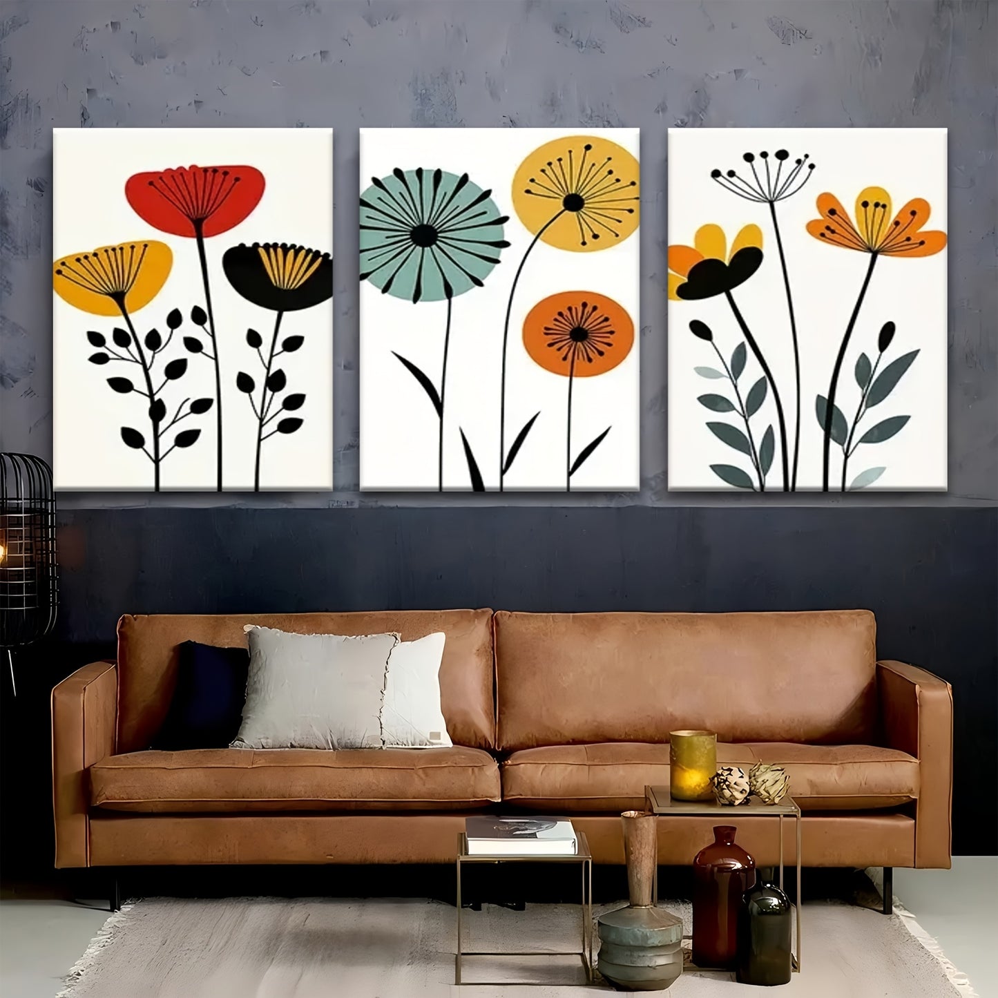 Nordic Style Flower With Wooden Framed Wall Art Canvas