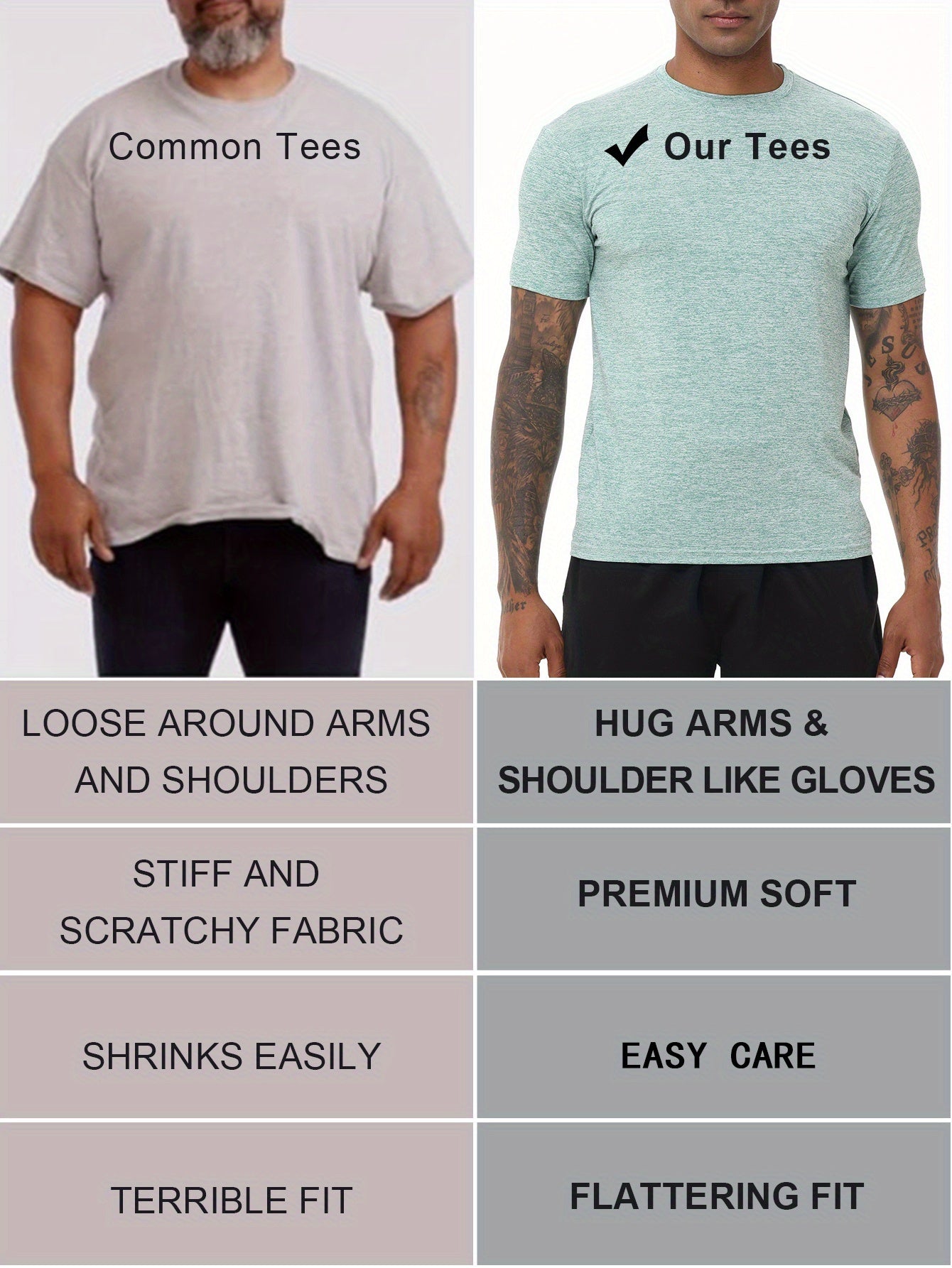 Exarus Men's Moisture Wicking Athletic Short Sleeve Shirt