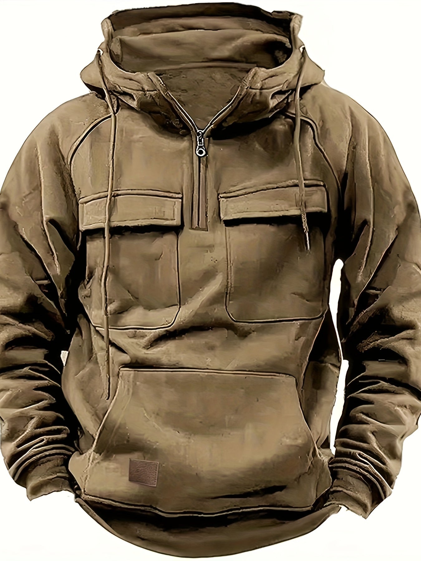 Men's Hooded Sweatshirt With Multi Pocket Design Gift