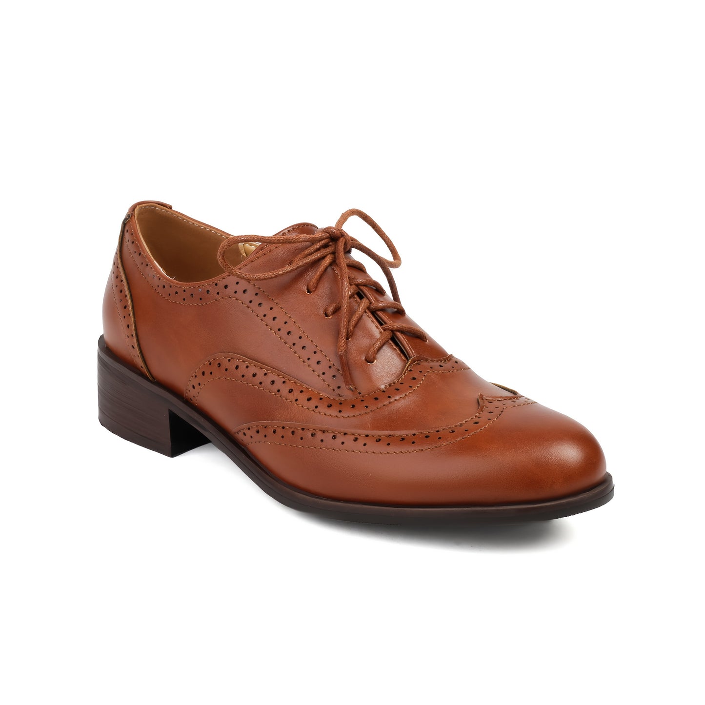 EROCALLI Perforated Retro Wingtip Brogue Pumps for Women