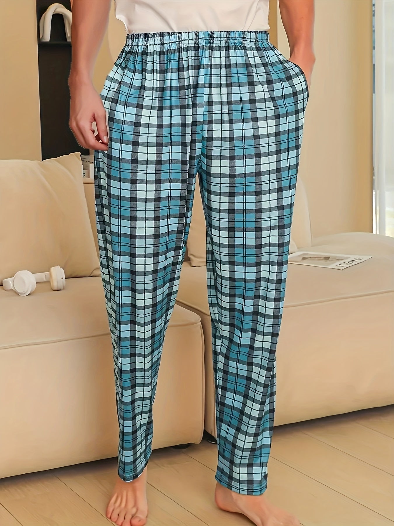 Men's 4 Pairs Plaid Lounge Pants Set for All Seasons