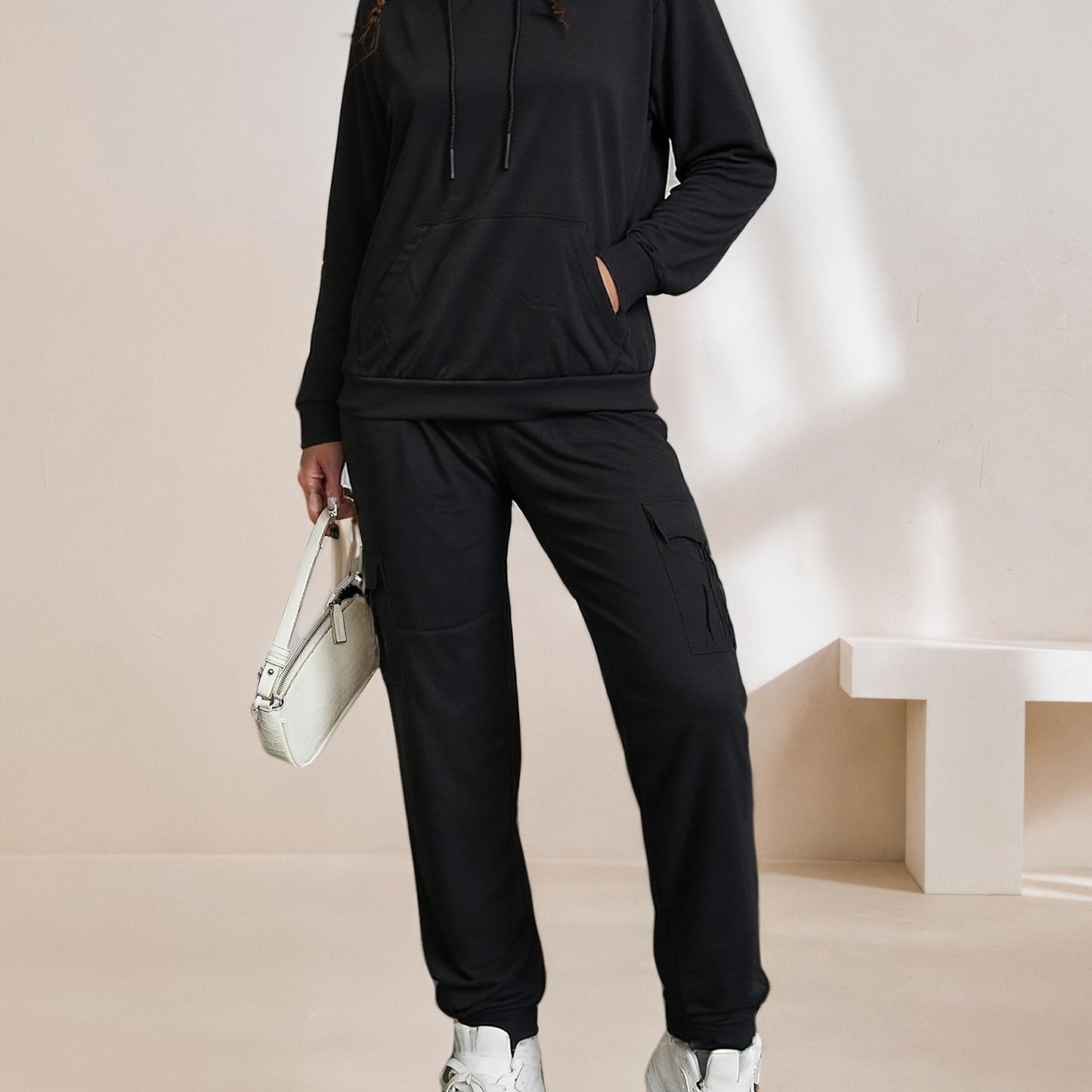 Women's Hoodie Set With Lantern Pants Casual Chic Outfit