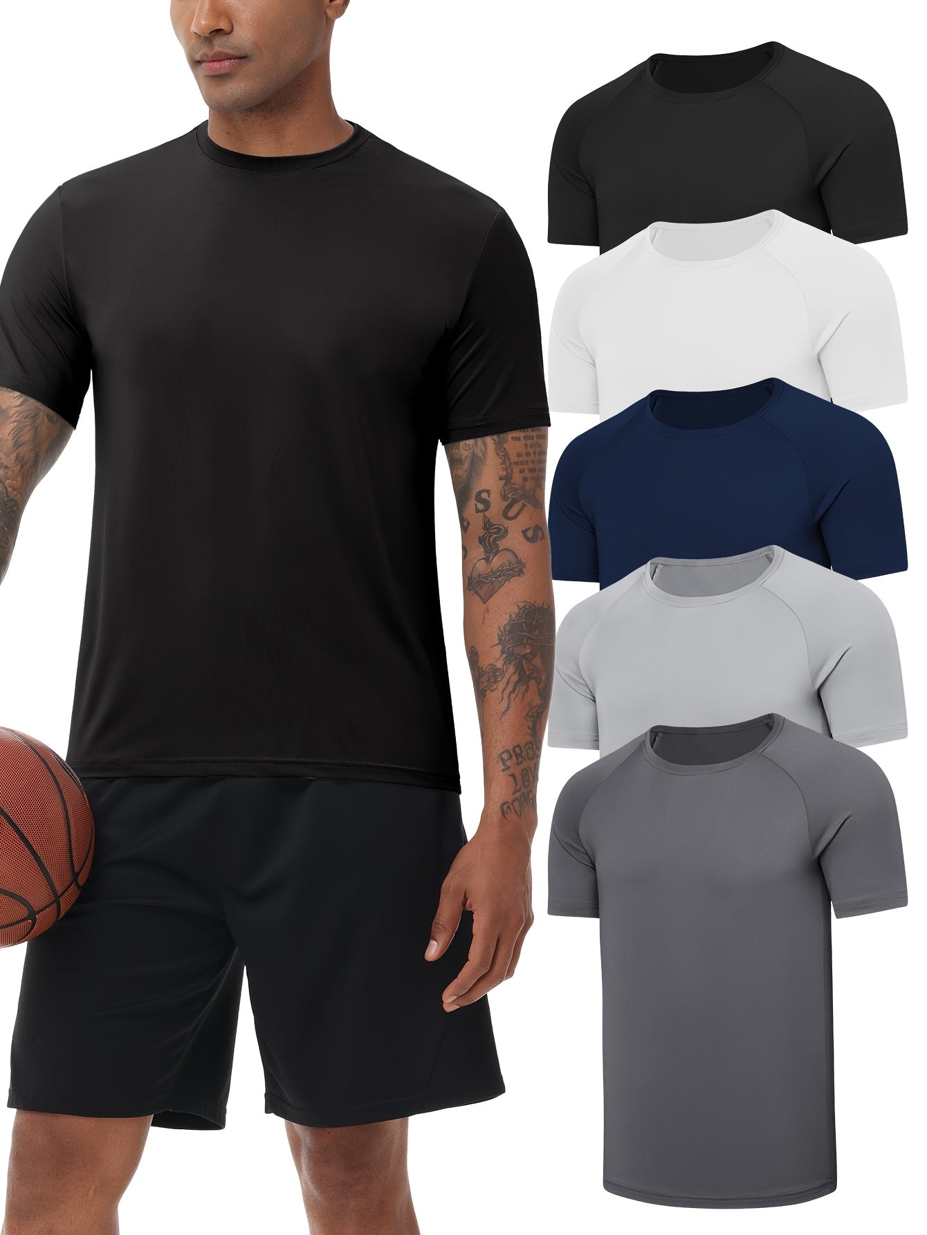 Exarus Men's Moisture Wicking Athletic Short Sleeve Shirt