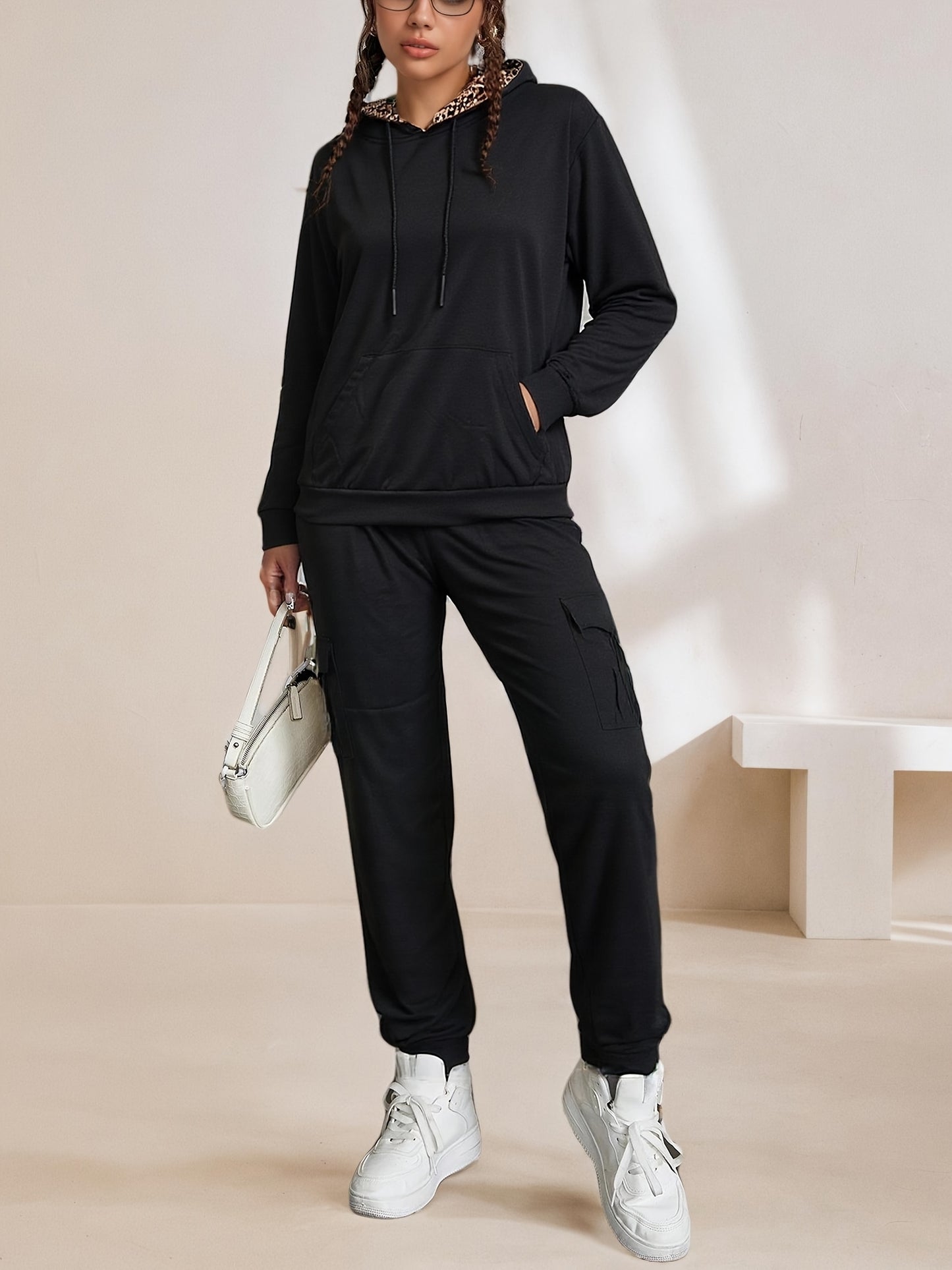 Women's Hoodie Set With Lantern Pants Casual Chic Outfit