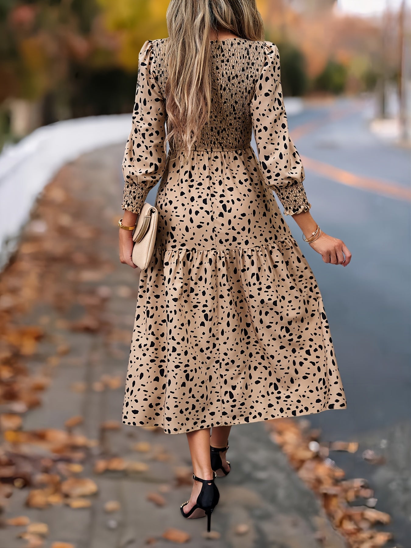 ZAFUL Leopard Print Elegant Dress With Long Sleeves