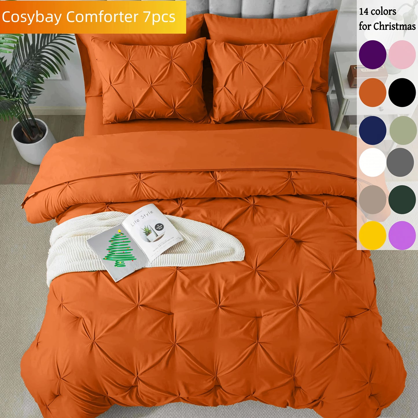 Cosybay 7pc Comforter Set Luxury Soft Bedding All Season