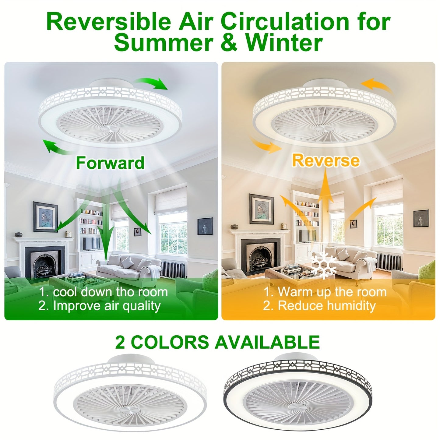 Modern LED Ceiling Fan with Adjustable Light and Reversible Airflow