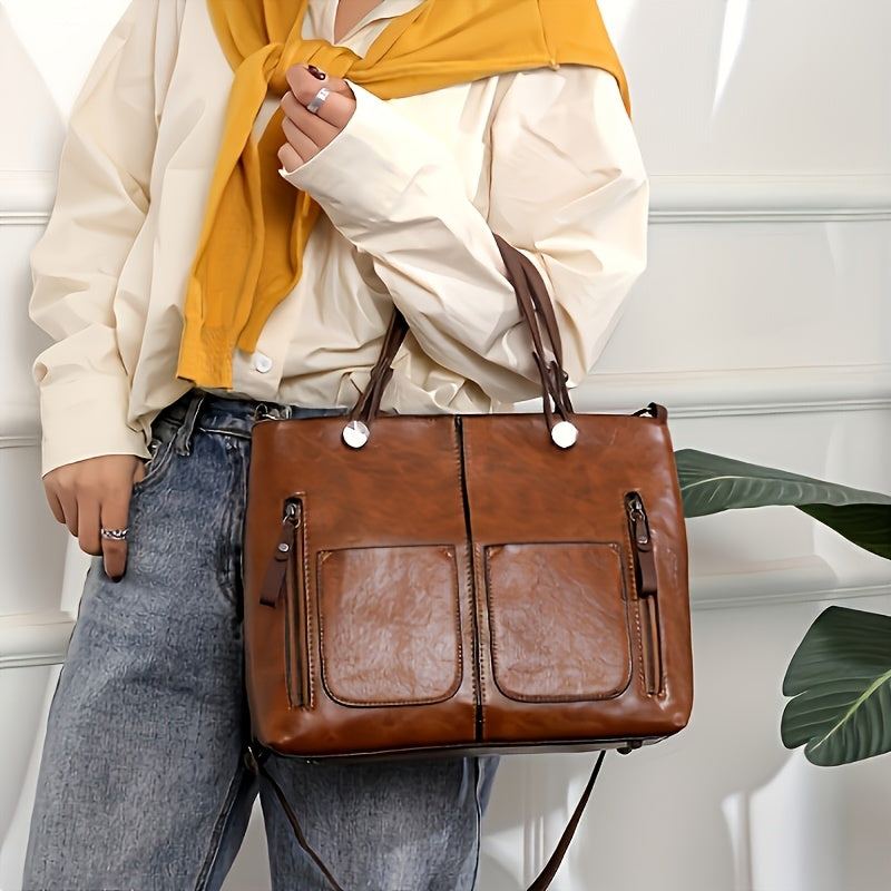 Retro Tote Bag Large Capacity Crossbody For Men Women