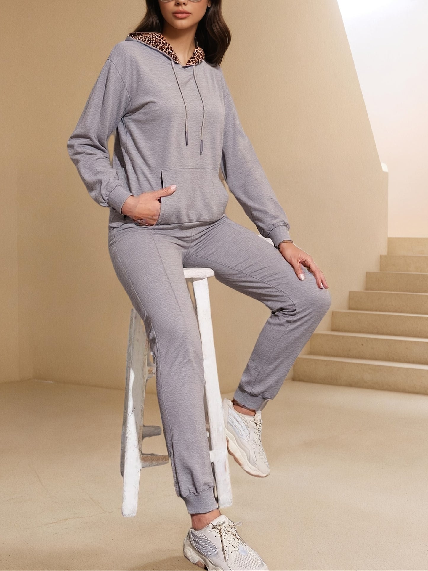 Women's Hoodie Set With Lantern Pants Casual Chic Outfit