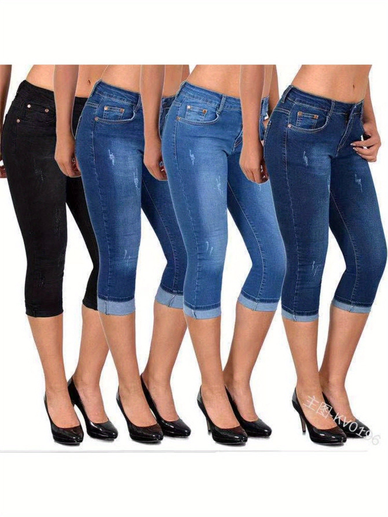 Women's Stretch Skinny Capri Jeans for Casual Summer Style