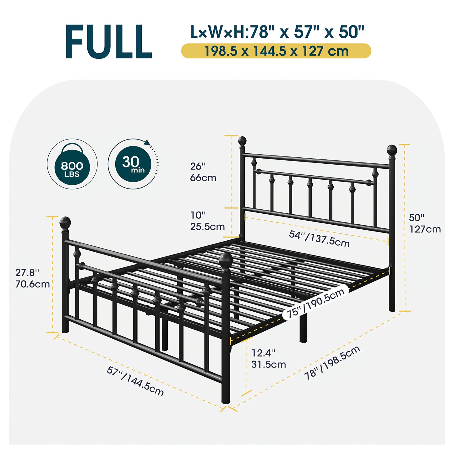 Weeway Modern Metal Platform Bed Frame with Under Bed Storage
