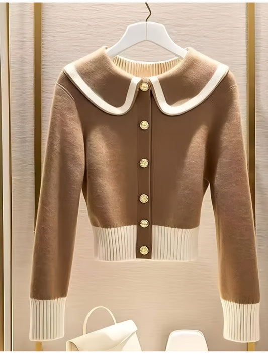 Chic Button Front Knit Sweater For Women All Season