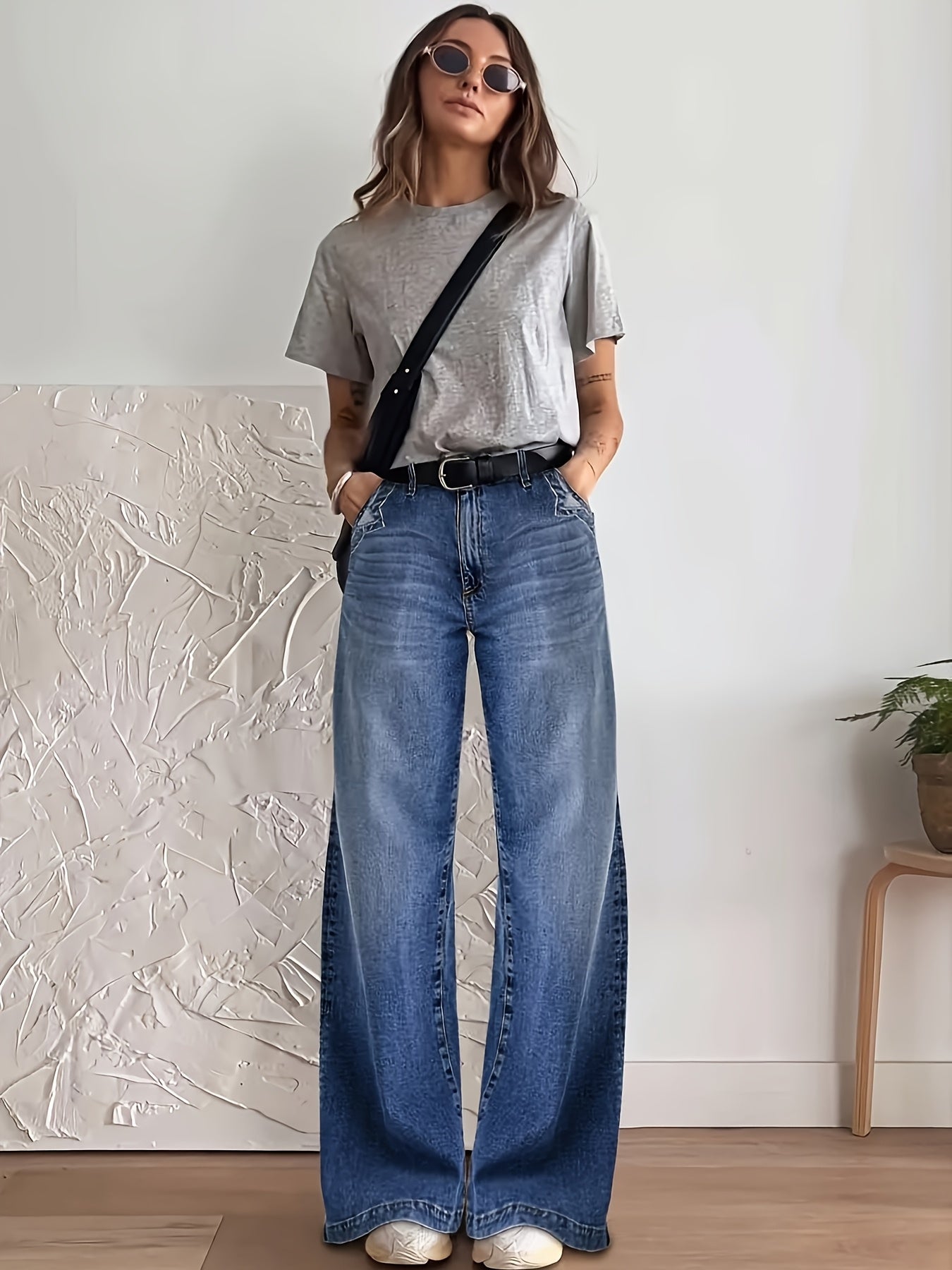 HME Ladies Stretch And Straight Leg Denim Trousers