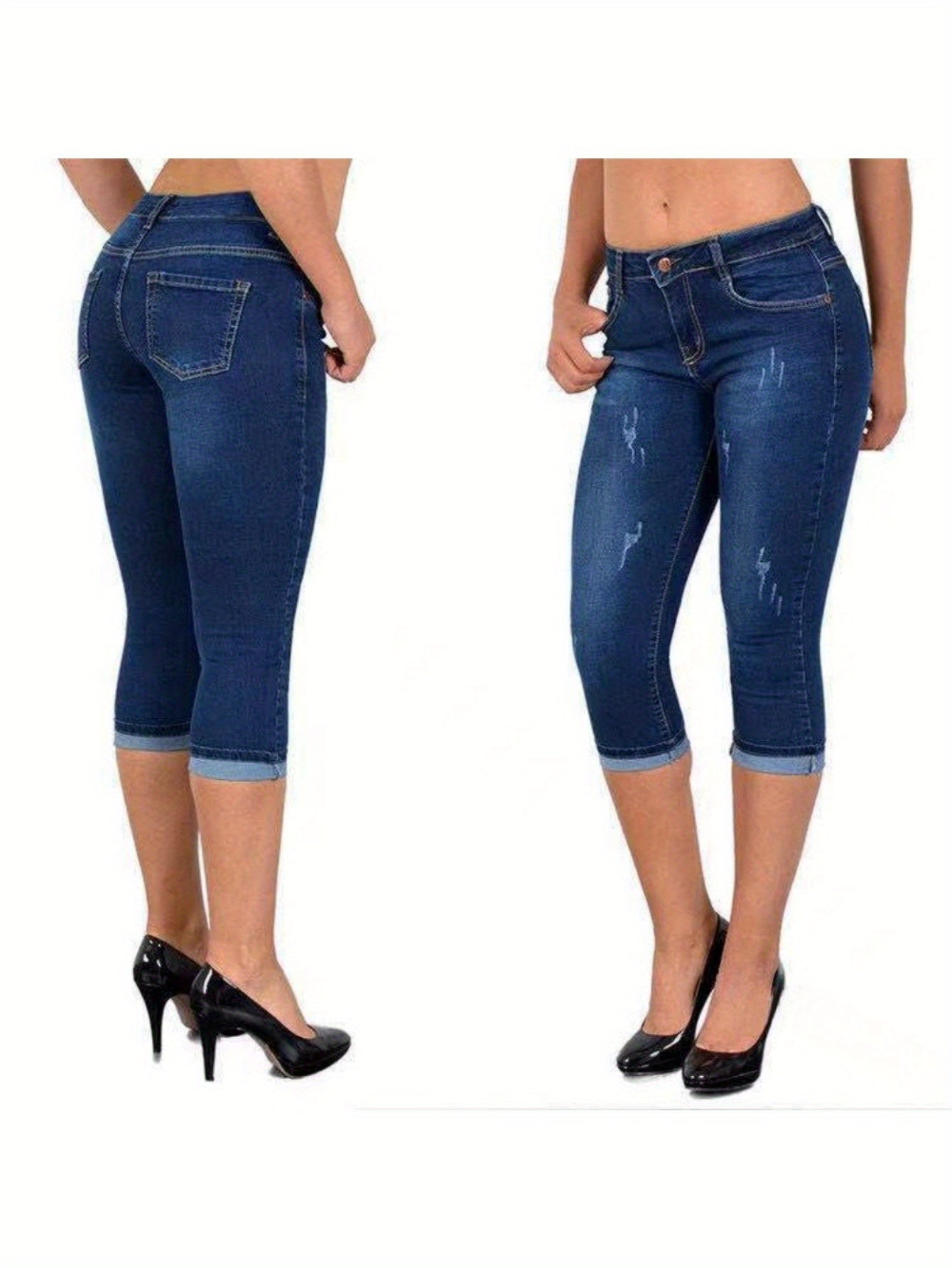 Women's Stretch Skinny Capri Jeans for Casual Summer Style