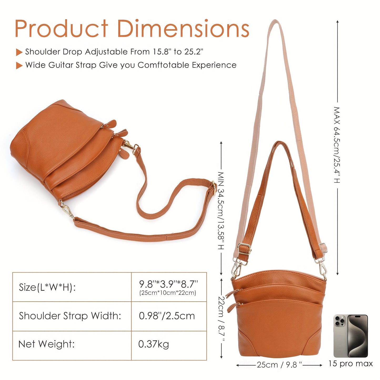 Premium Genuine Leather Crossbody Bag With Ample Storage