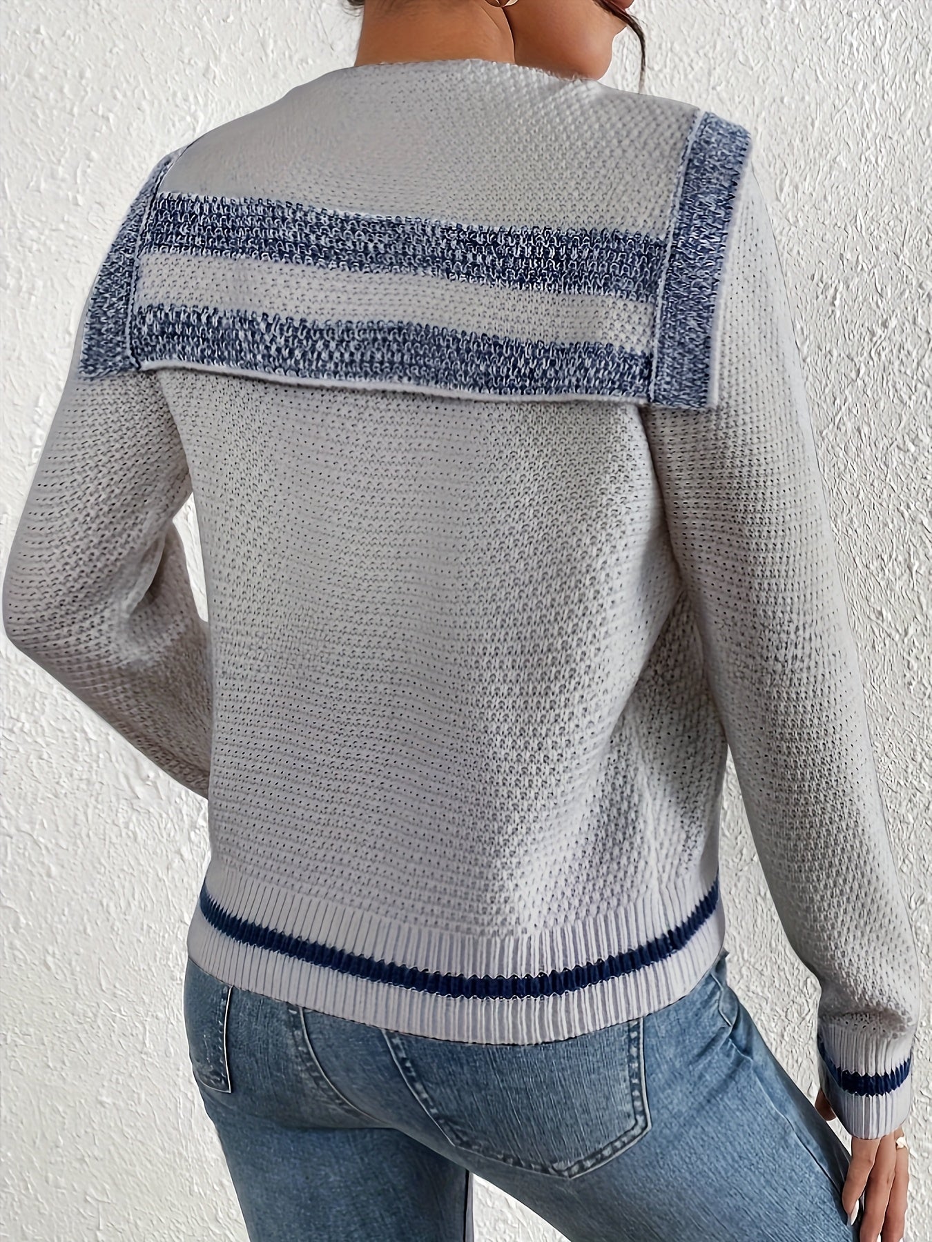 Womens Elegant Color Block Button Front Cardigan for Casual Wear