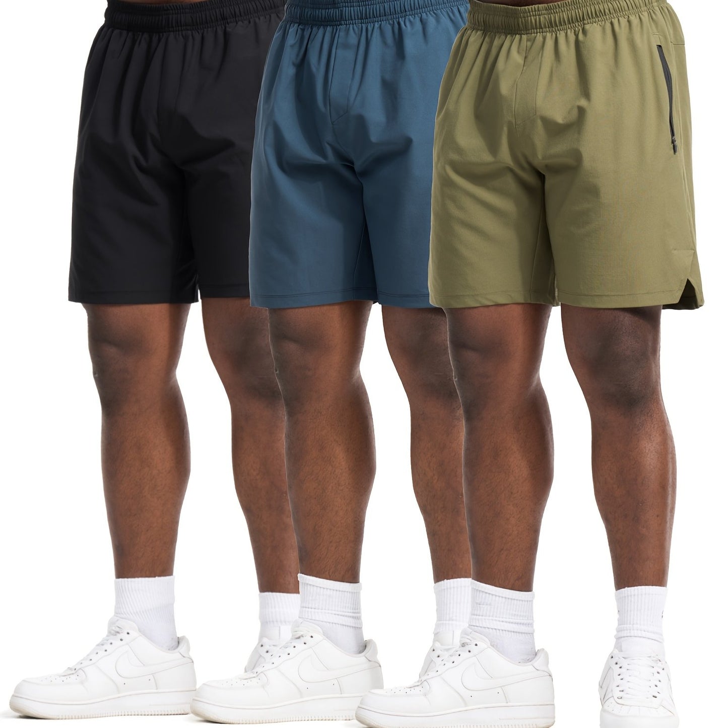 Quick Dry Athletic Shorts For Men With Zipper Pockets