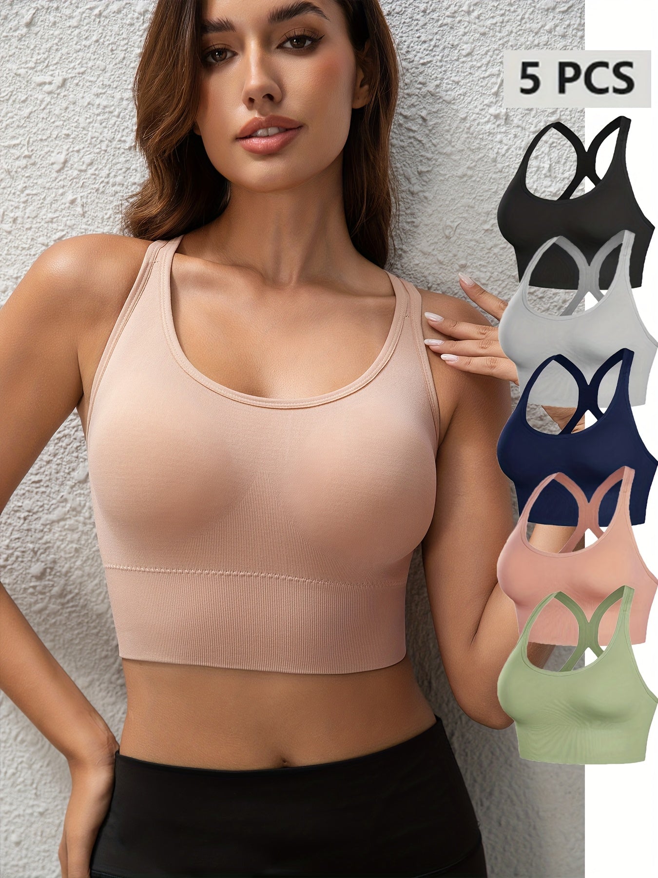 High-Support Wireless Sports Bra with Removable Pads and Crisscross Design