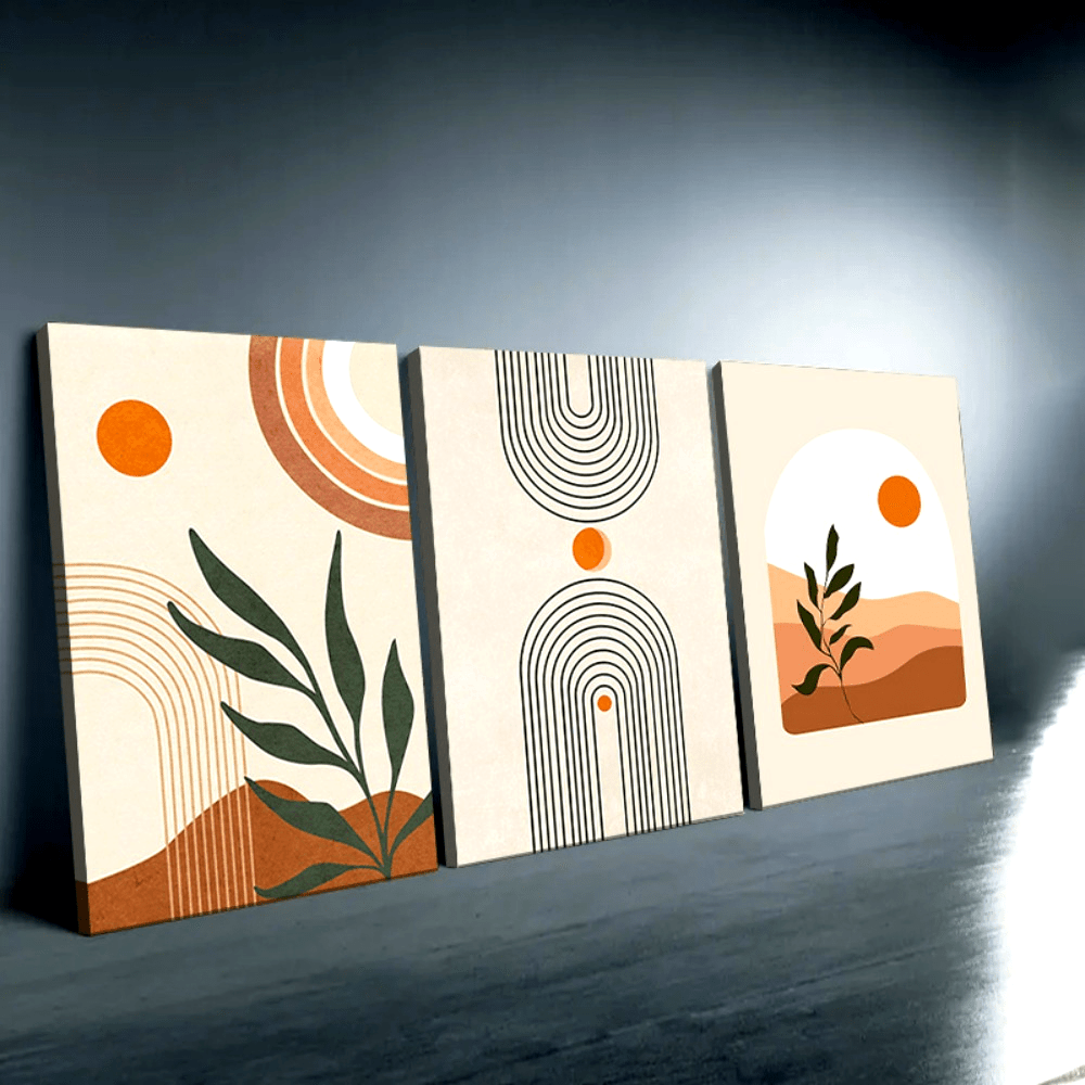 Framed Abstract Boho Canvas Art for Modern Home Decor