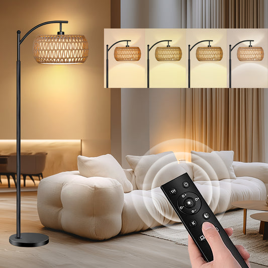 Modern Farmhouse Dimmable Floor Lamp with Remote Control