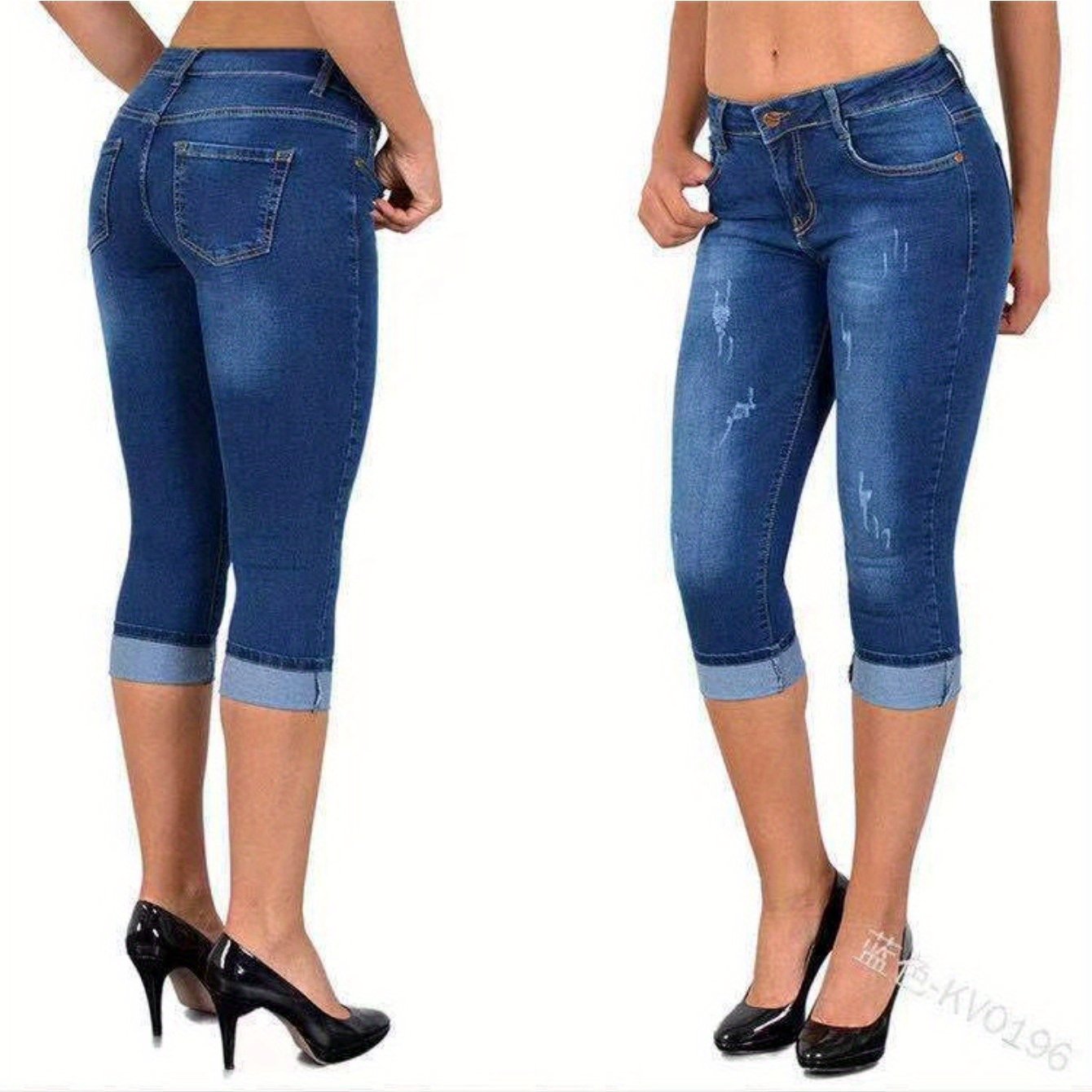 Women's Stretch Skinny Capri Jeans for Casual Summer Style