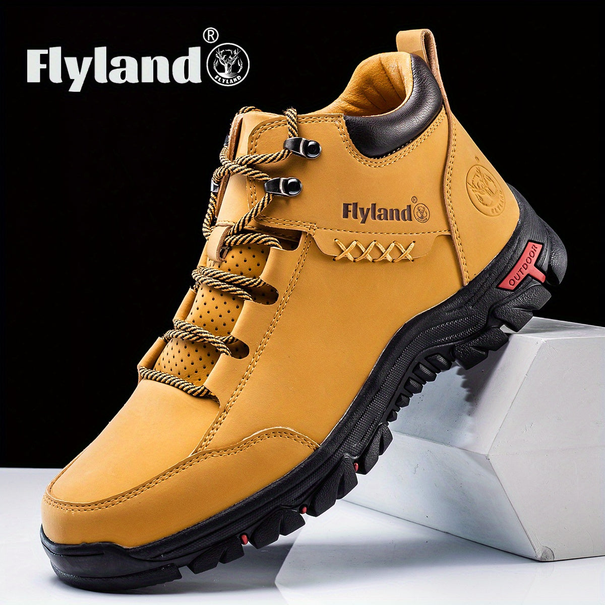 Flyland Vintage Cowhide Leather Chukka Boots Mens Fashion