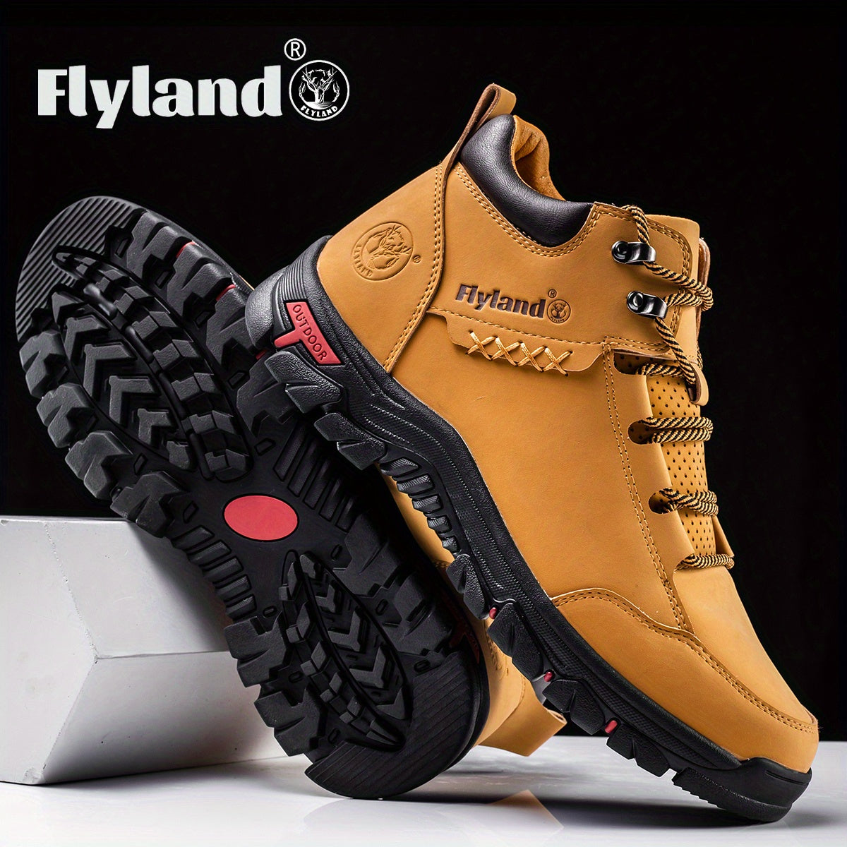Flyland Vintage Cowhide Leather Chukka Boots Mens Fashion
