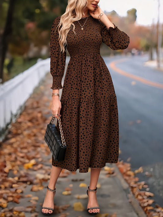 ZAFUL Leopard Print Elegant Dress With Long Sleeves