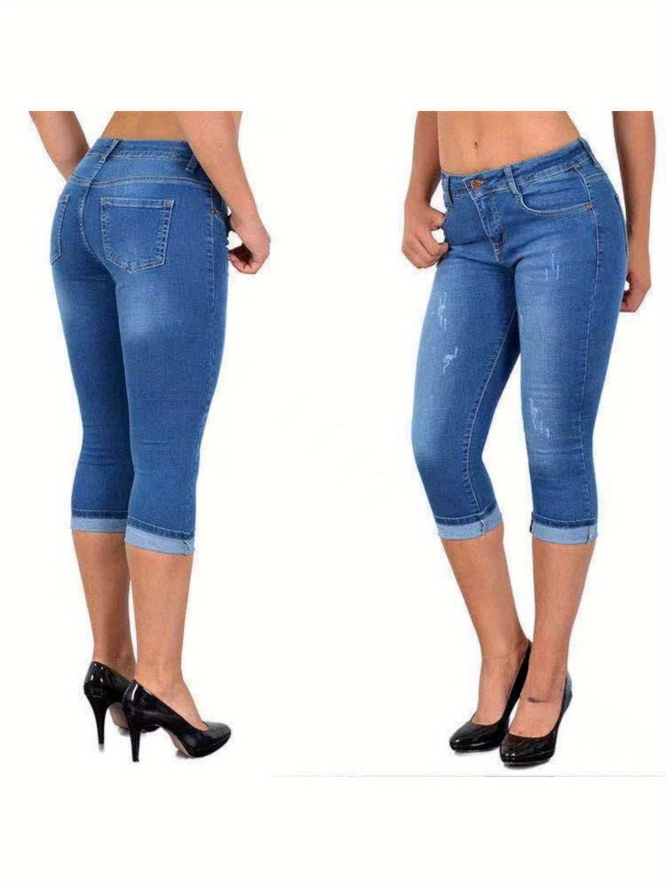 Women's Stretch Skinny Capri Jeans for Casual Summer Style